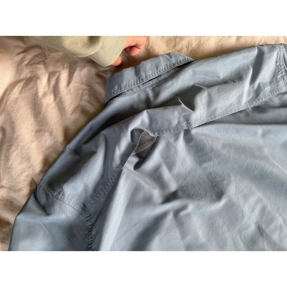 Eddie‎ Bauer Mens 2XL Blue Long Sleeve Fishing Shirt Ripstop Vented Hiking